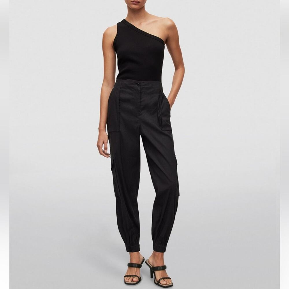 All Saint Black Frieda High Waist Cargo Trousers Relaxed Fit Size 10